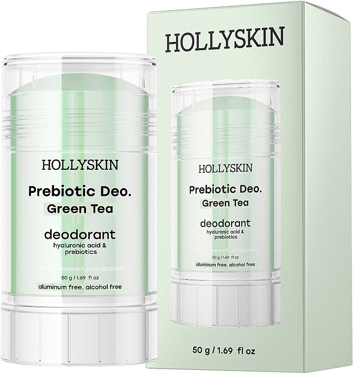 Hollyskin Green Tea Perfumed Deodorant with Hyaluronic Acid & Prebiotics, 50 g