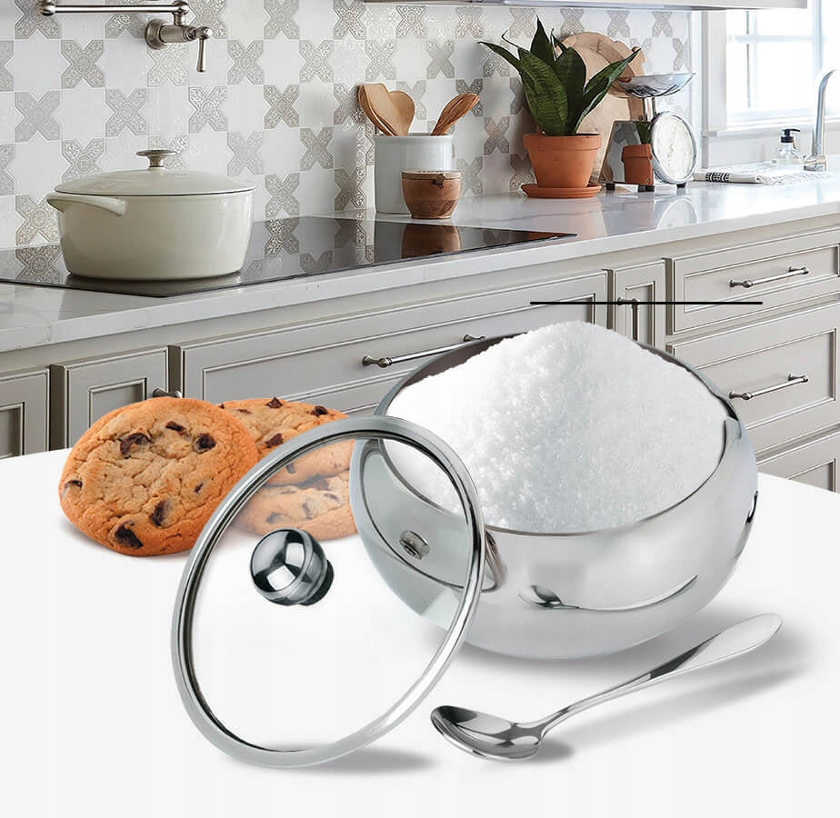 Maestro MR1696L Metal Sugar Bowl with Spoon, 560 mL - Image 3