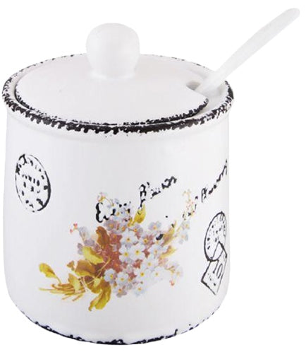 Maestro MR-20049-09 Ceramic Sugar Bowl with Spoon, 300 mL