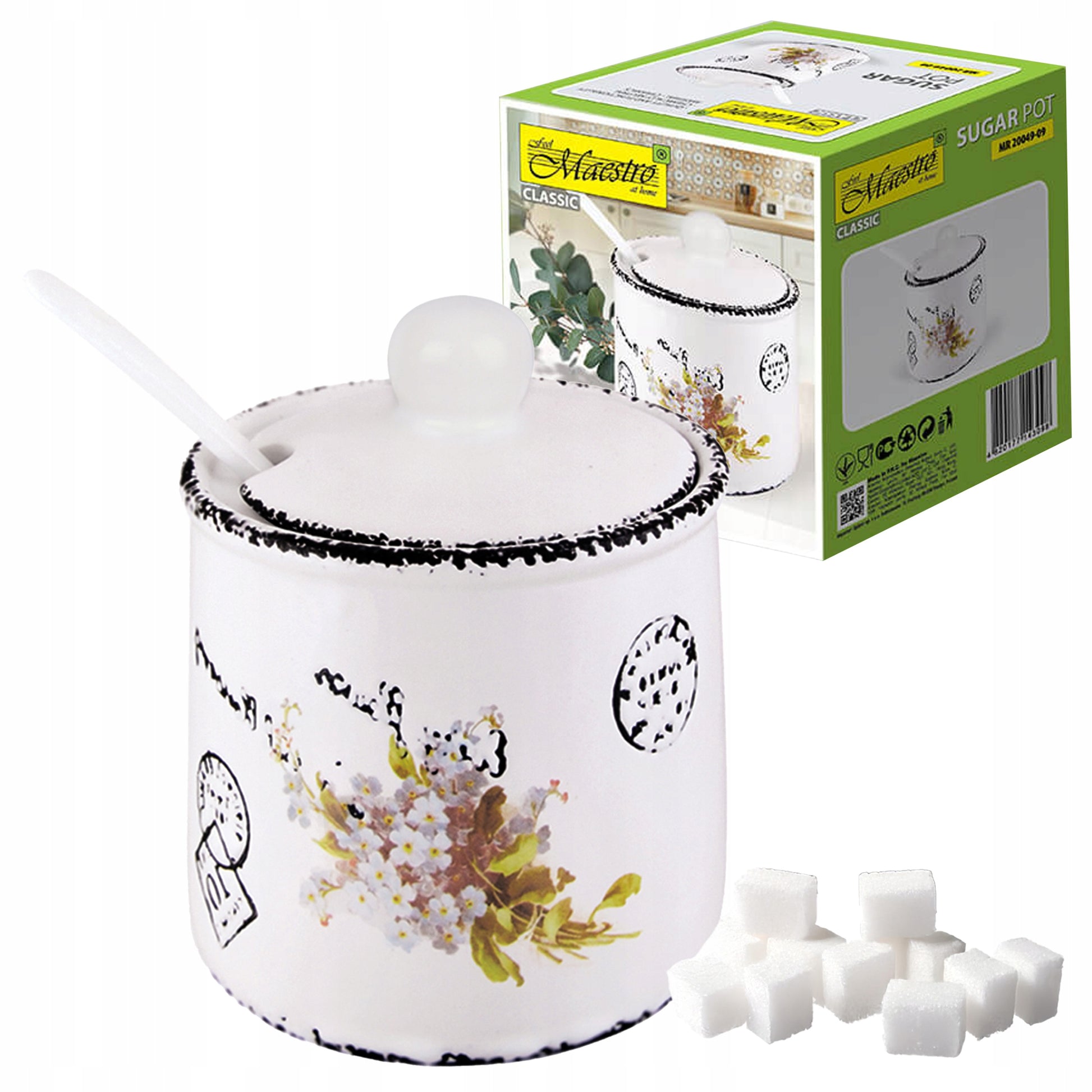Maestro MR-20049-09 Ceramic Sugar Bowl with Spoon, 300 mL - Image 3