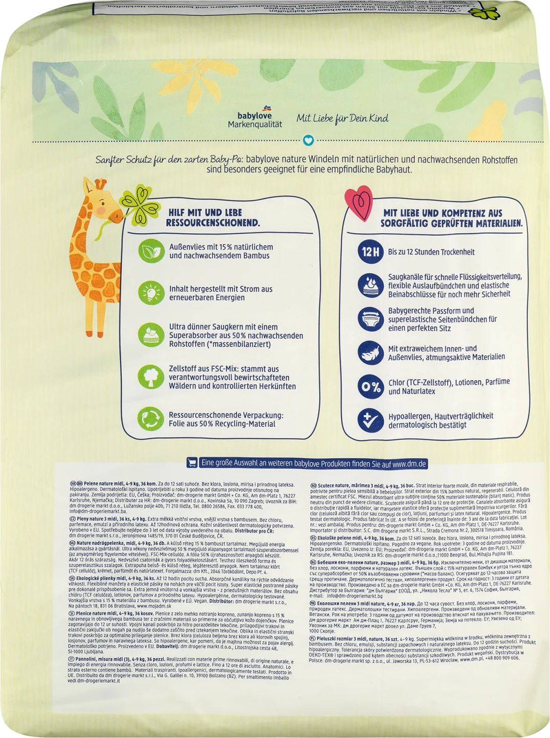 Babylove Nature Size 3 Baby Diapers, 4-9 kg, 36 pcs - Image 2