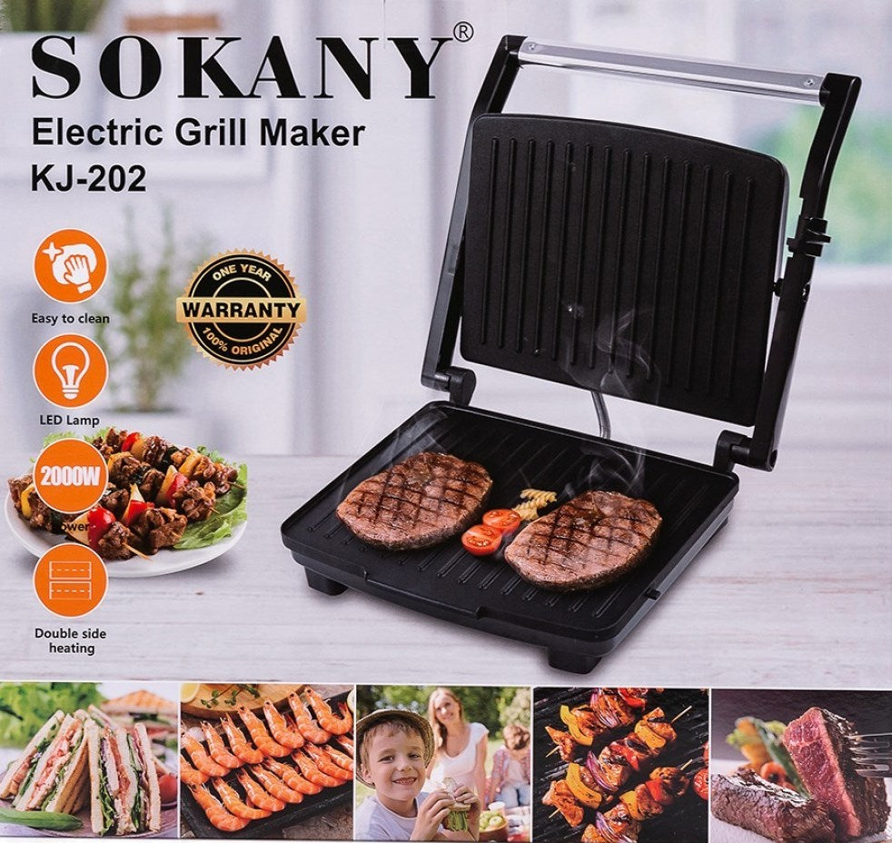 Sokany KJ202SS Contact Grill with Temperature Control