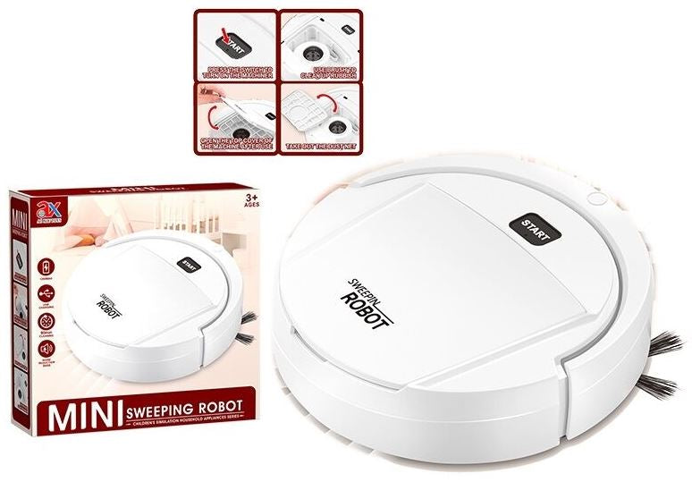 6837A Mini Sweeping Robot Toy Vacuum with 1200 mAh Battery, Charging Cable & Brush