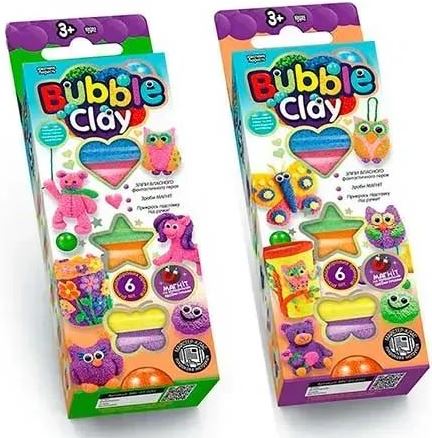 Bubble Clay BBC-01-01U/01-02 Foam-Bead Modeling Clay, 6 Colors