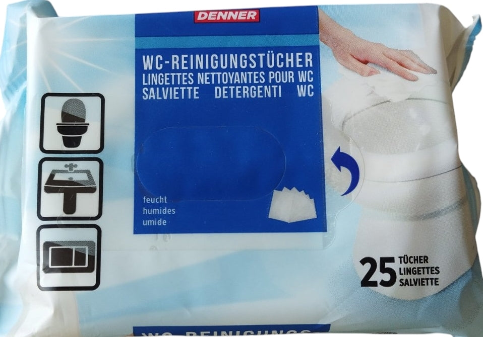 Denner Toilet Cleaning Wipes, 25 pcs