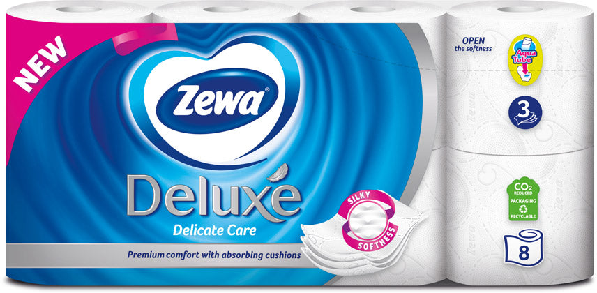Zewa Deluxe Delicate Care 3-Ply Toilet Paper, 8 Rolls
