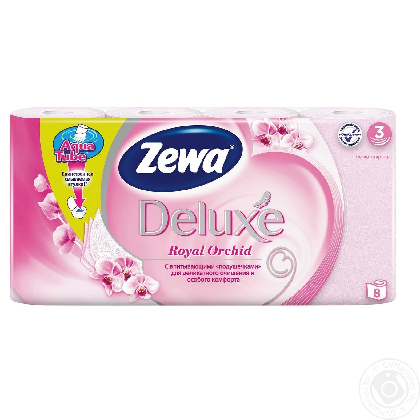 Zewa Deluxe Royal Orchid 3-Ply Toilet Paper, 8 Rolls