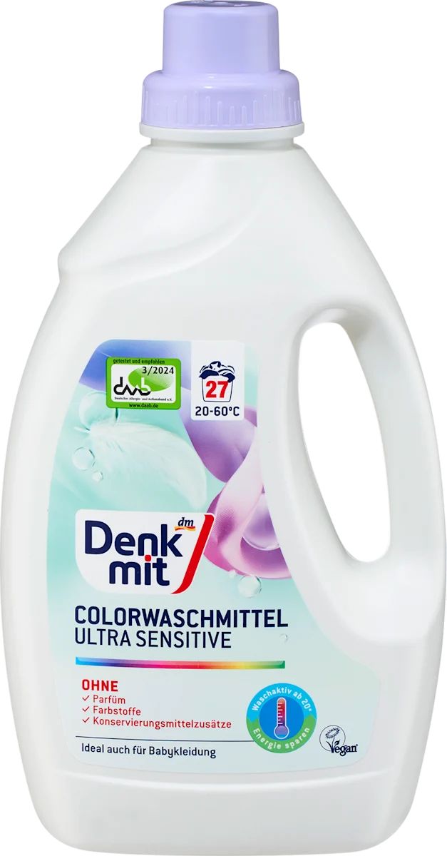 Denkmit Color Ultra Sensitive Laundry Gel, 27 Loads, 1.5 L