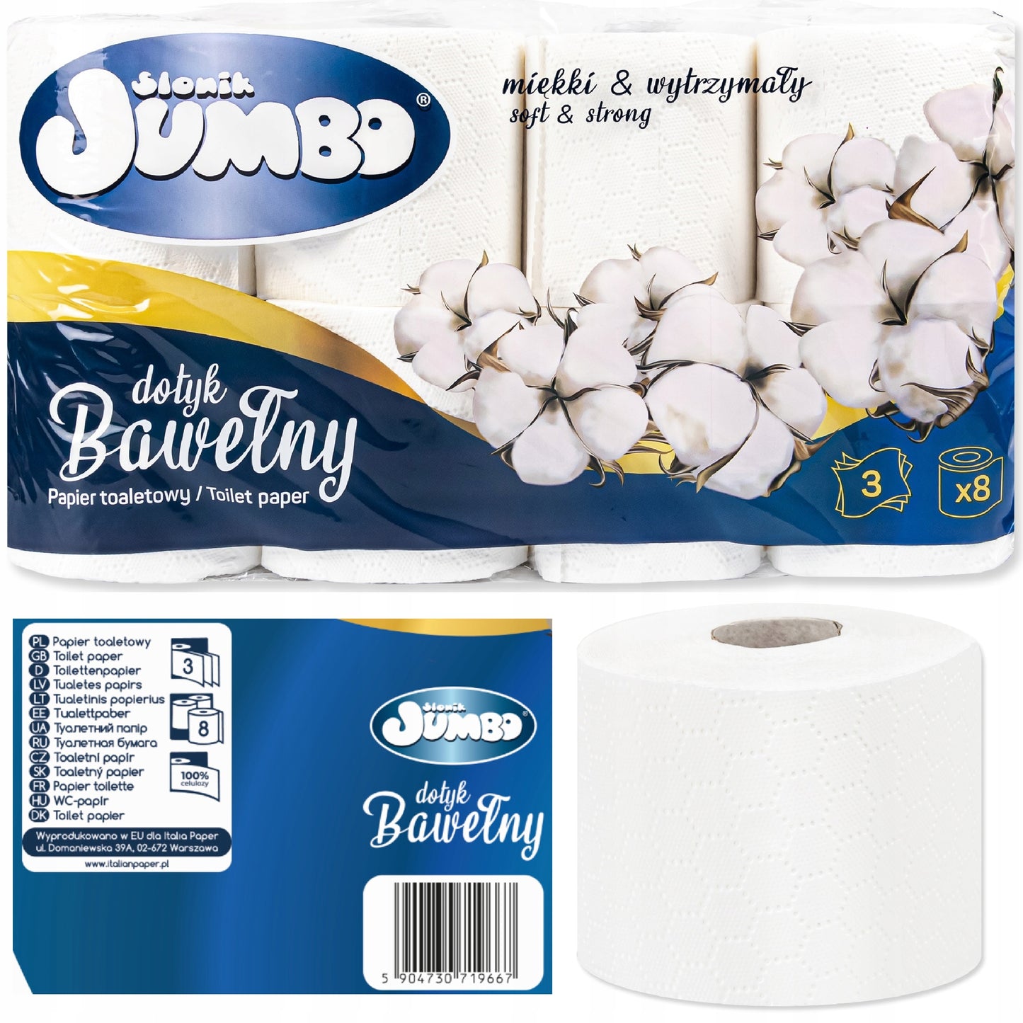 Slonik Jumbo 3-Ply Toilet Paper, 8 Rolls - Image 4