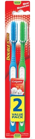 Colgate Double Action Medium Toothbrushes, 2 pcs