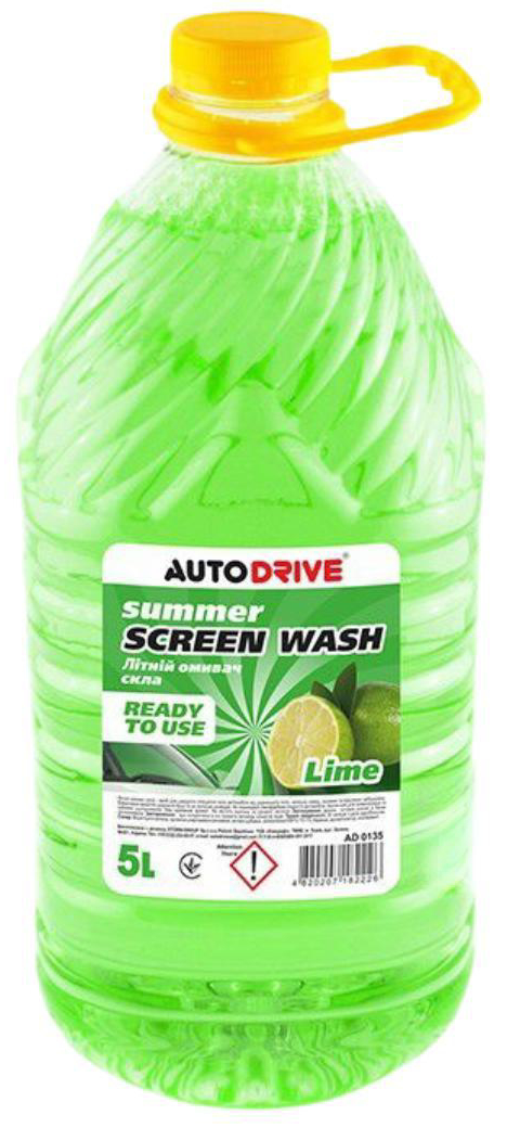 Auto Drive Lime AD0135 Summer Windshield Washer Fluid, 5 L