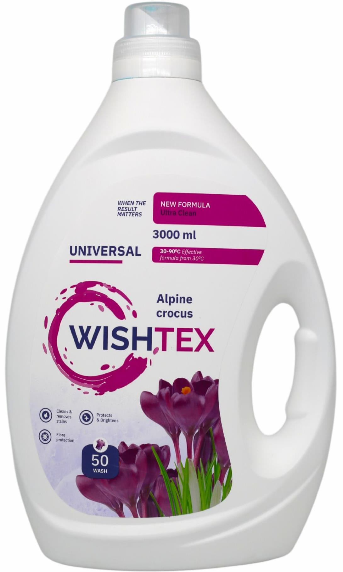 Wish Tex Universal Alpine Crocus Liquid Laundry Detergent, 50 Loads, 3 L