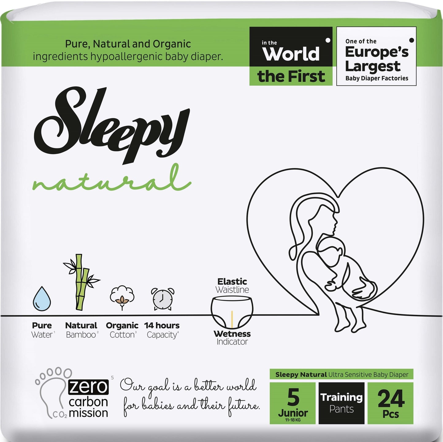 Sleepy Natural Size 5 Baby Pull-Up Diaper Pants, 11-18 kg, 24 pcs