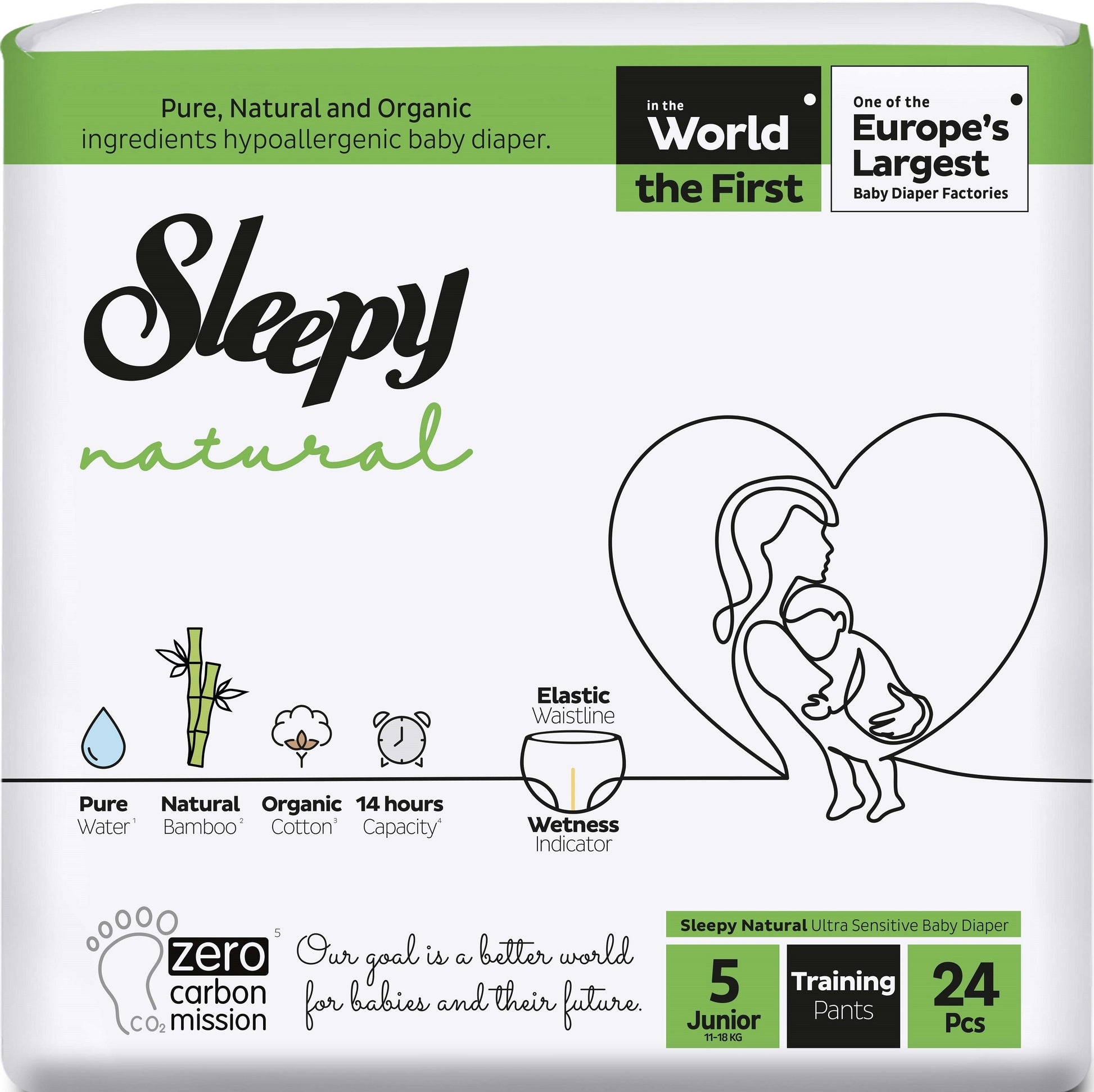 Sleepy Natural Size 5 Baby Pull-Up Diaper Pants, 11-18 kg, 24 pcs
