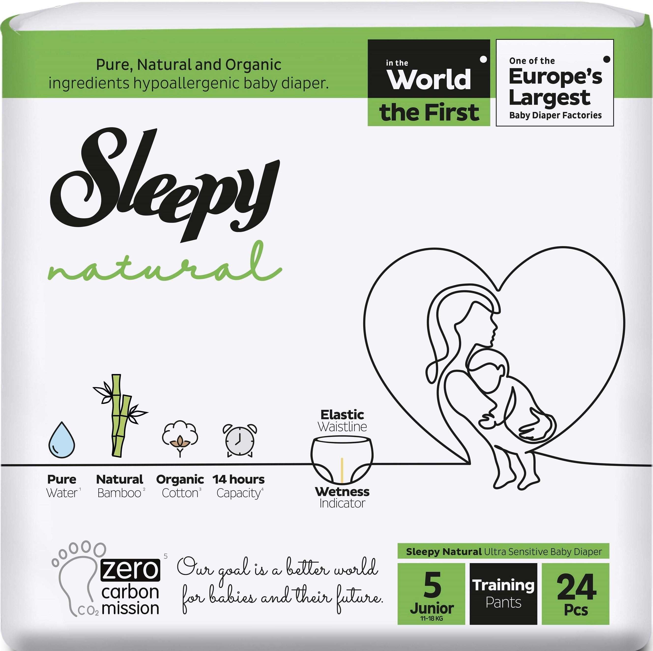 Sleepy Natural Size 5 Baby Pull-Up Diaper Pants, 11-18 kg, 24 pcs