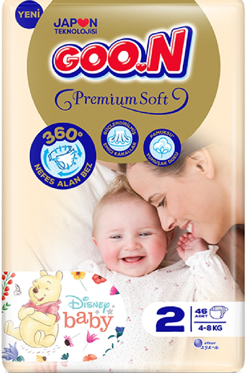 Goo.N Premium Soft Size 2 Baby Diapers, 4-8 kg, 46 pcs