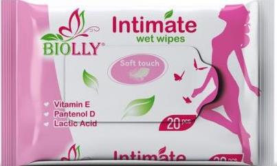 Biolly Intimate Hygiene Wet Wipes, 20 pcs
