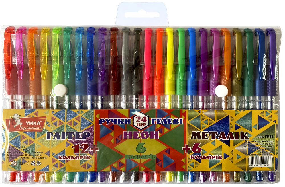 Umka GR54 Glitter, Neon & Metallic Gel Pen Set, 24 pcs