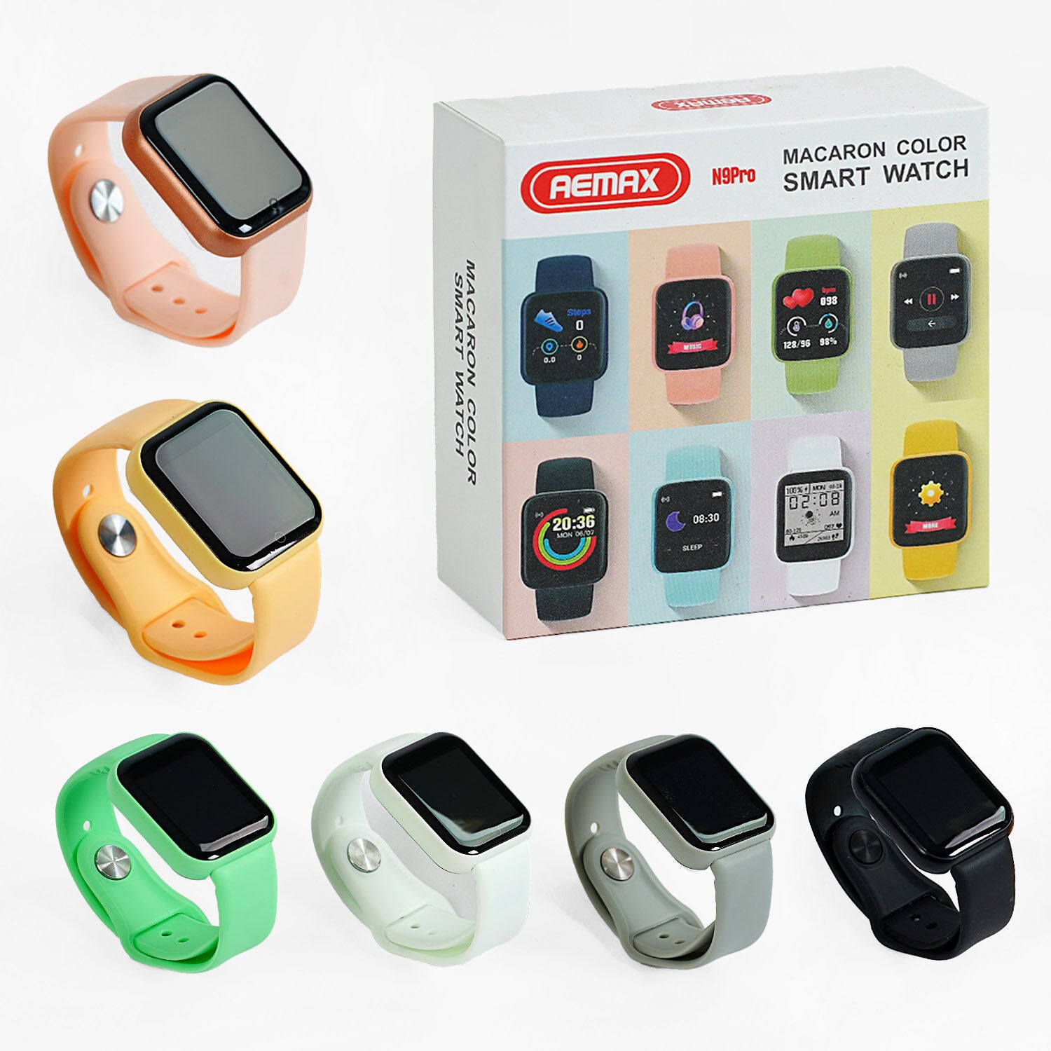 Aemax N9 C64782 Smartwatch with Bluetooth 4.0, 1.44-Inch Color Display, Notifications, Step Counter, Alarm, Sports, Heart Rate & Music