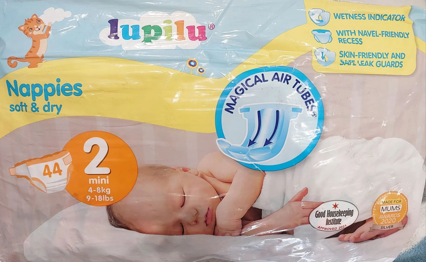 Lupilu Soft & Dry 2 Baby Diapers, 4-8 kg, 44 pcs