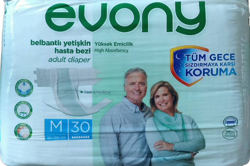 Evony Medium 2 Adult Incontinence Briefs, 8-Drop Absorbency, 80-130 cm, 30 pcs - Image 2