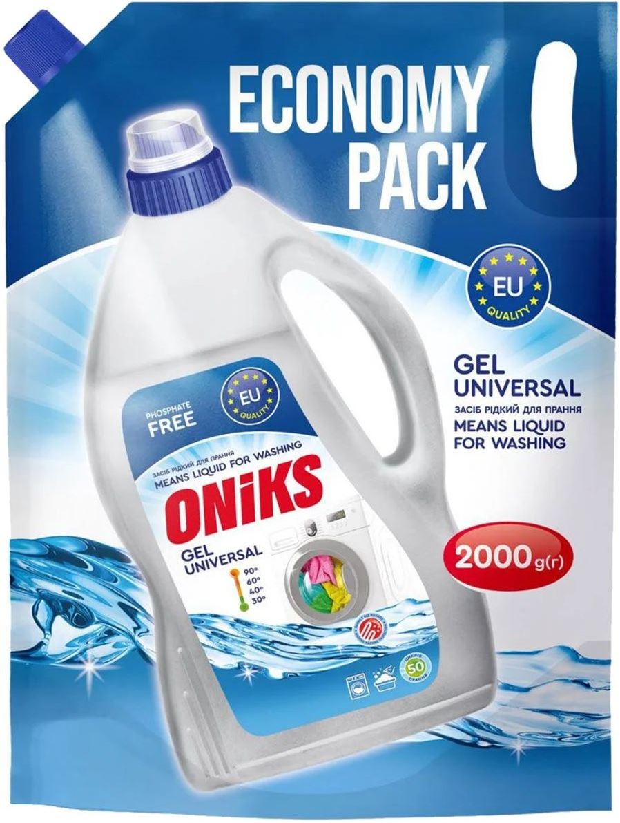 Oniks Universal Laundry Detergent Gel Pouch, 50 Loads, 2 kg
