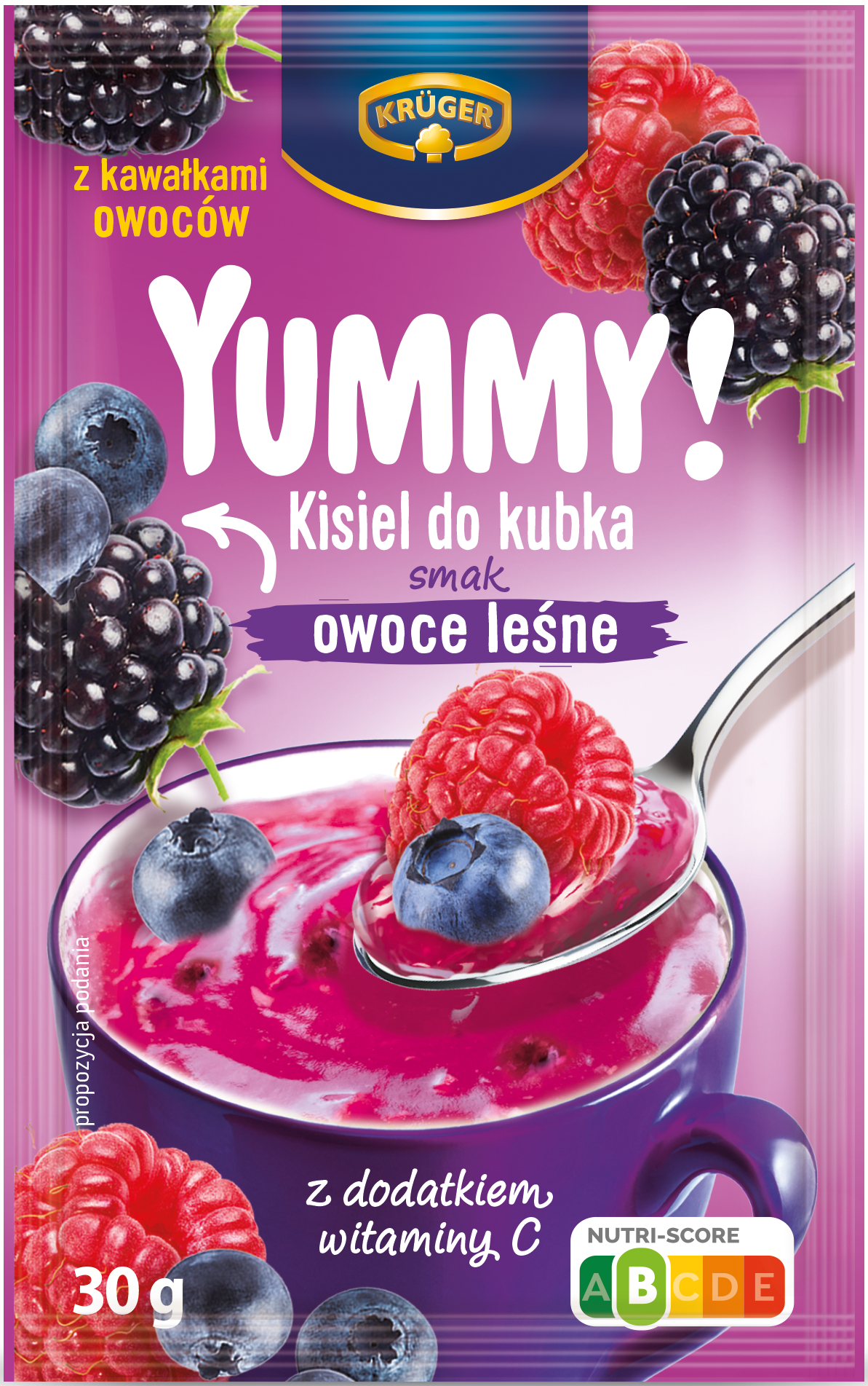 Kruger YUMMY! Forest Berries-Flavored Kissel Drink Mix, 30 g