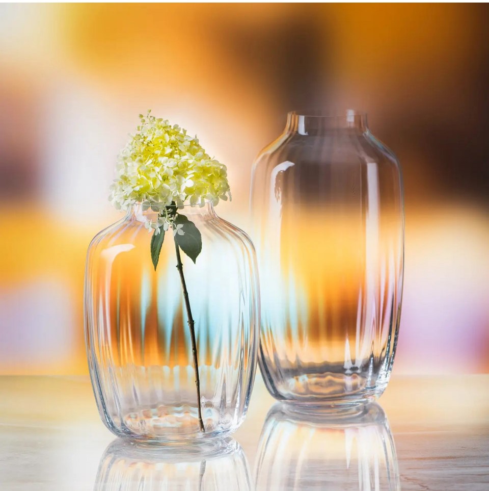 Rona Ambiente Optical Glass Flower Vase, 23 cm - Image 3