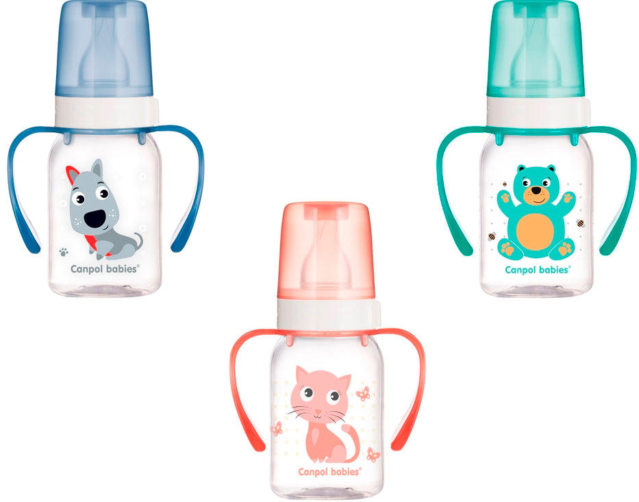 Canpol Babies 11/823 BPA-Free Tritan Baby Bottle with Handles, 120 mL