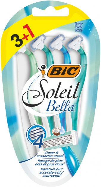 BIC Soleil Bella Disposable Razors, 4 Blades, 3 + 1 pcs