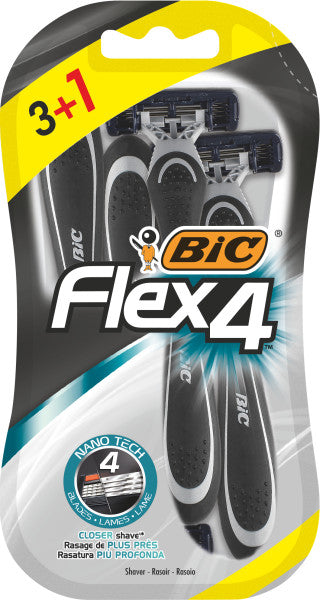 BIC Flex 4 Disposable Razors, 4 Blades, 3 + 1 pcs