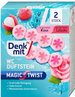 Denkmit Magic Twist Rose & Lychee Hanging Toilet Bowl Freshener, 2 pcs - Image 3