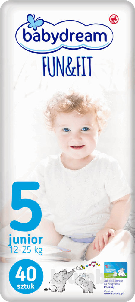 Babydream Fun & Fit (5) Junior Baby Diapers, 40 pcs, 12-25 kg