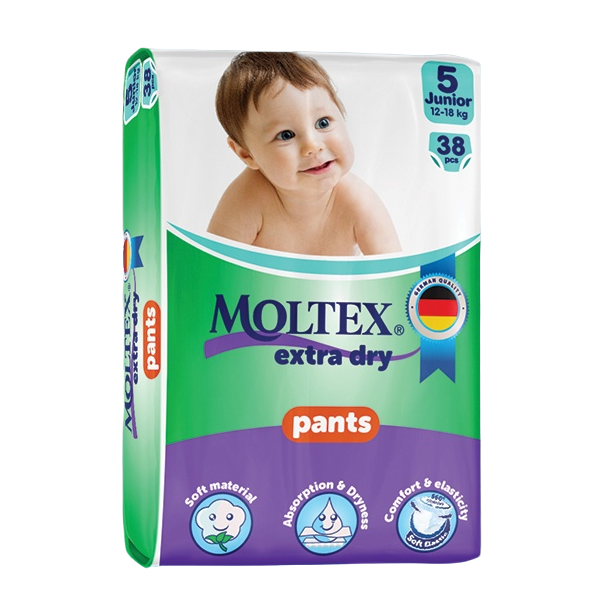 Moltex Size 5 Baby Pull-Up Diaper Pants, 12-18 kg, 38 pcs
