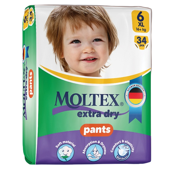 Moltex Size 6 Baby Pull-Up Diaper Pants, 16+ kg, 34 pcs