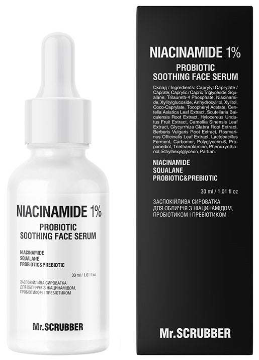 Mr. Scrubber Soothing Face Serum with Niacinamide, Probiotic & Prebiotic, 30 mL