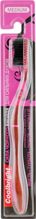 Coolbright Black Charcoal Power For the Strong Medium Pink Toothbrush