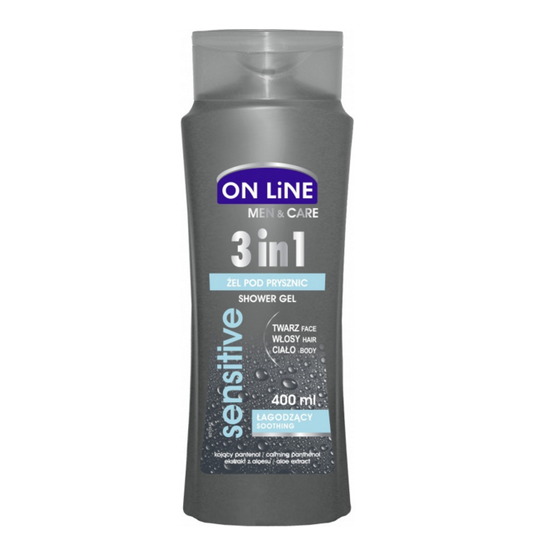 On Line Men's Ice Fresh 3-in-1 Sensitive Skin Shower Gel, 400 mL
