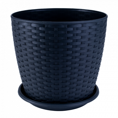 Aleana Rattan 114057 Flowerpot with Saucer, Assorted, 20 x 18 cm, 4.1 L