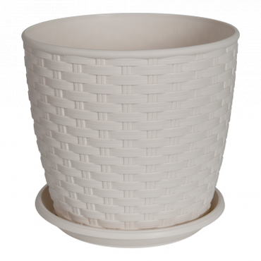 Aleana Rattan 114057 Flowerpot with Saucer, Assorted, 20 x 18 cm, 4.1 L - Image 2