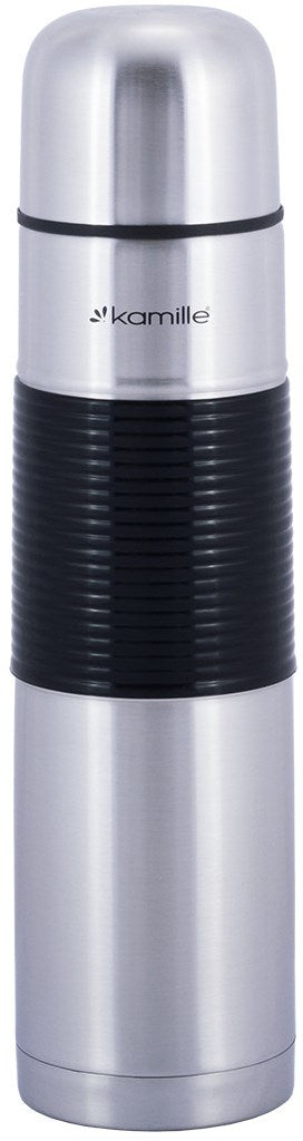 Kamille KM2203 Stainless Steel Thermos with Rubber Insert, 1 L
