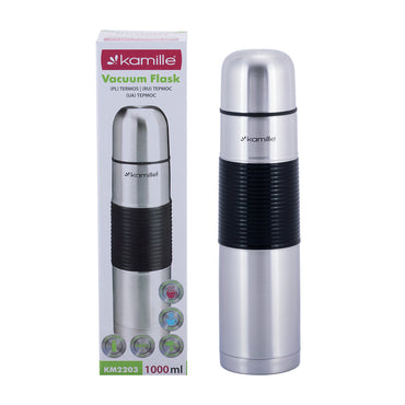 Kamille KM2203 Stainless Steel Thermos with Rubber Insert, 1 L - Image 2