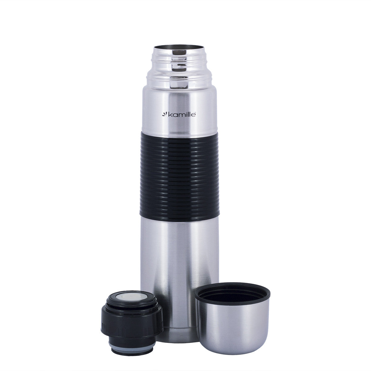 Kamille KM2203 Stainless Steel Thermos with Rubber Insert, 1 L - Image 3