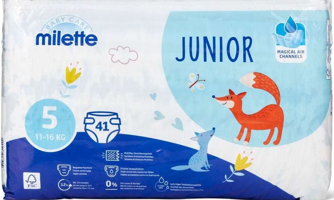 Milette Junior 5 Baby Diapers, 11-16 kg, 41 pcs