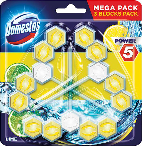 DOMESTOS Power 5 Freshness 3 Toilet Rim Block, 55 g