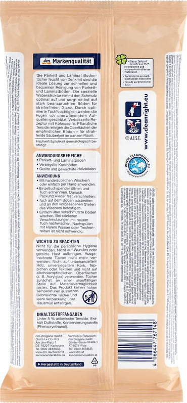 Denkmit Parquet & Laminate Floor Wet Wipes, 15 pcs - Image 2