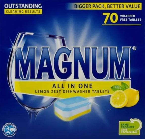 Magnum All-in-One Lemon Dishwasher Tablets, 70 pcs (Price per 1 pc)