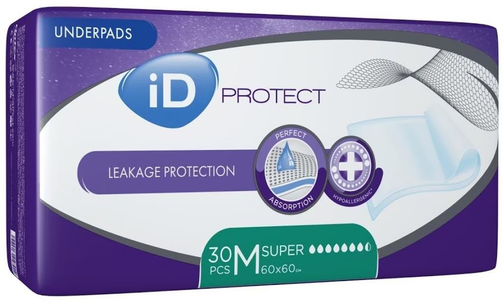 iD Protect Super 60 x 60 cm Adult Underpads, 30 pcs