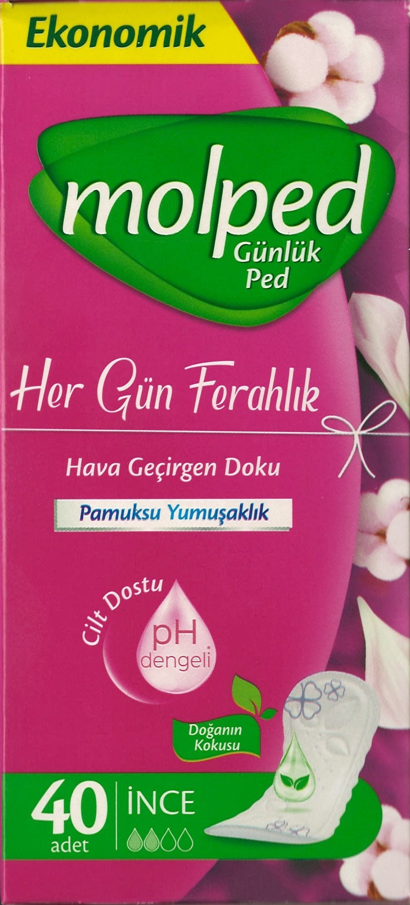 Molped Everyday Freshness Scent of Nature Panty Liners, 40 pcs