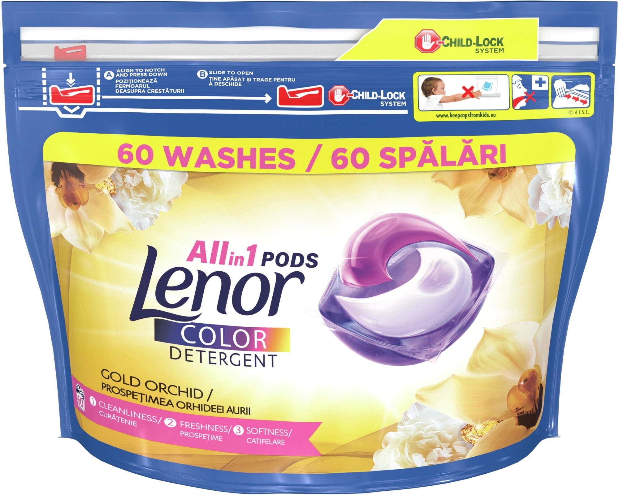Lenor All-in-1 Pods Color Gold Orchid Laundry Detergent Pods, 60 pcs (Price per 1 pc)